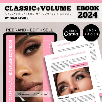 Classic & Volume Eyelash Extension Editable Printable Lash Training Manual With Resell Rights Add Your Own Logo - Giali Lashes